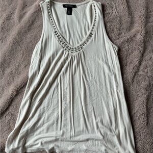 White House Black Market Ivory Embellished Tank Top